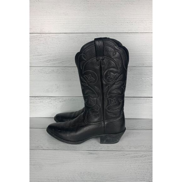 Ariat Women's Size 9 B Black Leather Cowgirl Cowboy Western Tall Pull On Boots - Picture 6 of 13